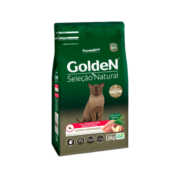 Ração Golden Seleção Natural Gatos Castrados Sabor Frango com Batata Doce - Premier Ração Golden Seleção Natural Gatos Castrados Sabor Frango com Batata Doce - Premier