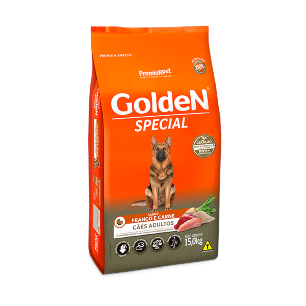 Ração Golden Special Frango e Carne Cães Adultos - Golden Ração Golden Special Frango e Carne Cães Adultos - Golden