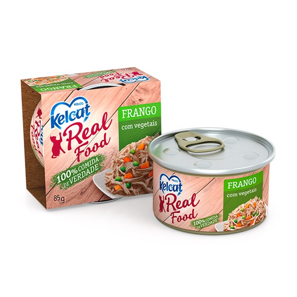 Ração Kelcat Lata Real Food Frango com Vegetais - Gatos Adultos