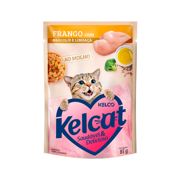 Ração Kelcat Sachê Frango, Brócolis e Linhaça - Gatos Adultos Ração Kelcat Sachê Frango, Brócolis e Linhaça - Gatos Adultos