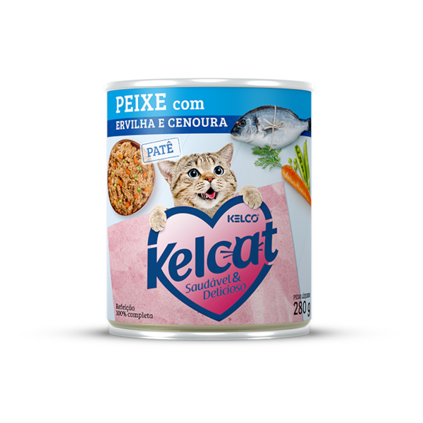 Ração Kelkat Lata Peixe, Ervilha e Cenoura - Gatos Adultos Ração Kelkat Lata Peixe, Ervilha e Cenoura - Gatos Adultos