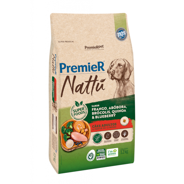 Ração Nattu Cães Adultos Abóbora 12kg Ração Nattu Cães Adultos Abóbora 12kg