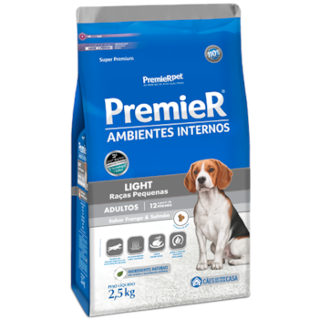 Ração Premier Ambientes Internos Light Raças Pequenas Frango e Salmão Cães Adultos - Premier Ração Premier Ambientes Internos Light Raças Pequenas Frango e Salmão Cães Adultos - Premier