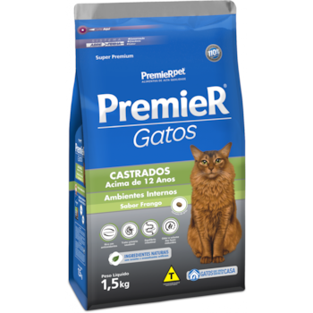 Ração Premier Frango 12+ Gatos Idosos(Sênior) Castrados - Premier Ração Premier Frango 12+ Gatos Idosos(Sênior) Castrados - Premier