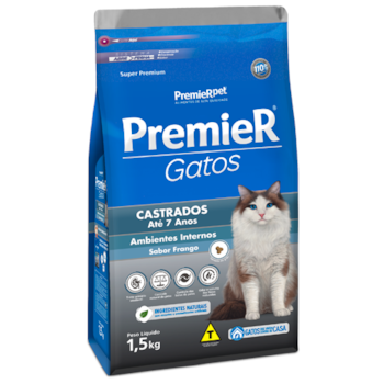 Ração Premier Frango 7 a 12 anos Gatos Adultos Castrados - Premier