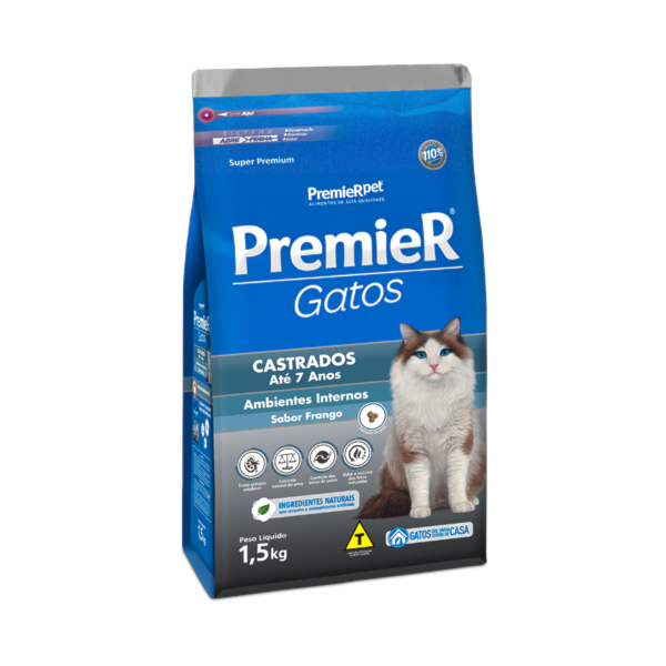 Ração Premier Frango 7 a 12 anos Gatos Adultos Castrados - Premier Ração Premier Frango 7 a 12 anos Gatos Adultos Castrados - Premier