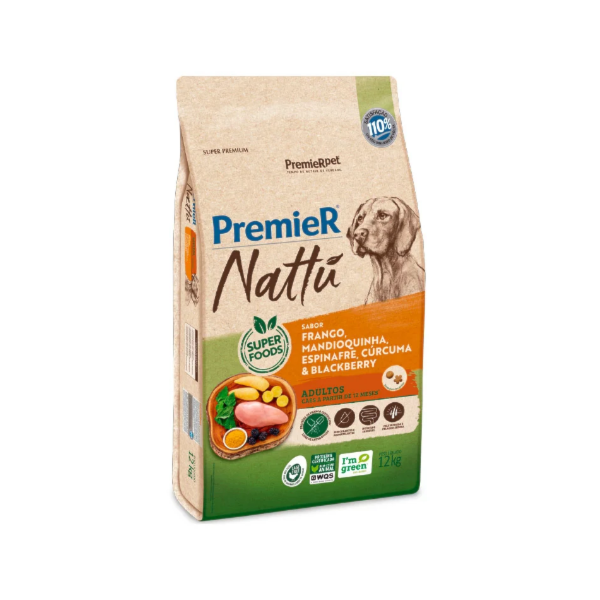Ração Premier Nattu Cães Adultos Mandioquinha 12kg Ração Premier Nattu Cães Adultos Mandioquinha 12kg