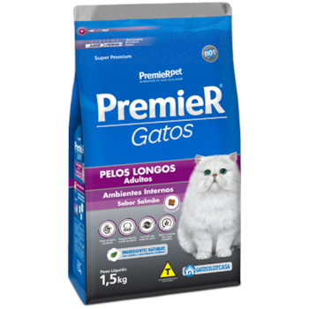 Ração Premier Pelos Longos Salmão Gatos Adultos - Premier Ração Premier Pelos Longos Salmão Gatos Adultos - Premier