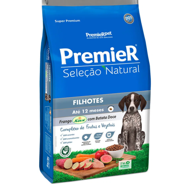 Ração Premier Seleção Natural Frango Korin com Batata Doce Cães Filhotes - Premier