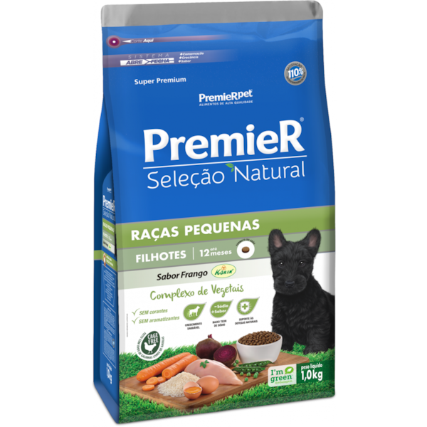 Ração Premier Seleção Natural Raças Pequenas Frango Cães Filhotes - Premier