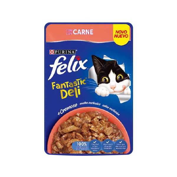 Ração Purina Felix Fantastic Deli Carne - Gatos Adultos