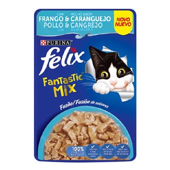 Ração Purina Felix Fantastic Mix Frango e Molho Sabor Caranguejo - Gatos Adultos