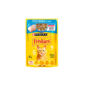 Ração Purina Friskies Sachê Peixe Branco ao Molho - Gatos Adultos