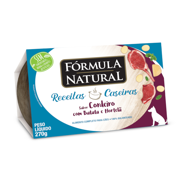 Ração Úmida Fórmula Natural Receitas Caseiras Cães Adultos Cordeiro com Batata e Hortelã