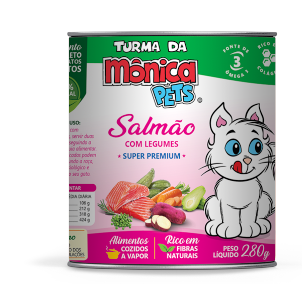 Ração Úmida Turma da Mônica Pets para Gatos Sabor Salmão com Legumes 280g - Turma da Mônica Ração Úmida Turma da Mônica Pets para Gatos Sabor Salmão com Legumes 280g - Turma da Mônica