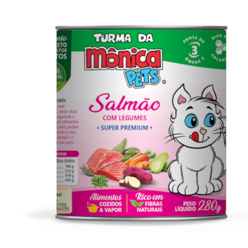 Ração Úmida Turma da Mônica Pets para Gatos Sabor Salmão com Legumes 280g - Turma da Mônica Ração Úmida Turma da Mônica Pets para Gatos Sabor Salmão com Legumes 280g - Turma da Mônica