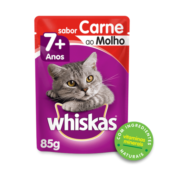 Ração Whiskas Sachê Carne ao Molho 7+ - Gatos Sênior Ração Whiskas Sachê Carne ao Molho 7+ - Gatos Sênior