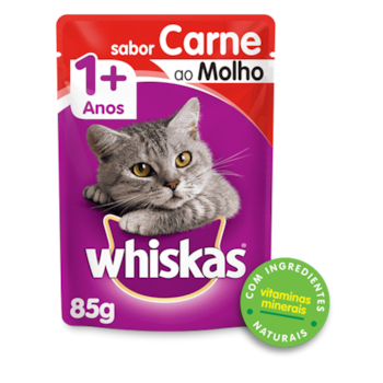 Ração Whiskas Sachê Carne ao Molho - Gatos Adultos Ração Whiskas Sachê Carne ao Molho - Gatos Adultos