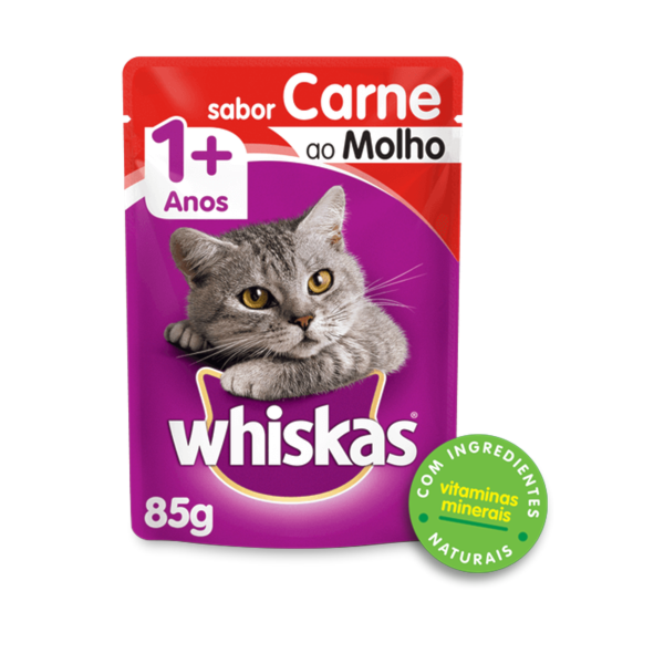 Ração Whiskas Sachê Carne ao Molho - Gatos Adultos Ração Whiskas Sachê Carne ao Molho - Gatos Adultos