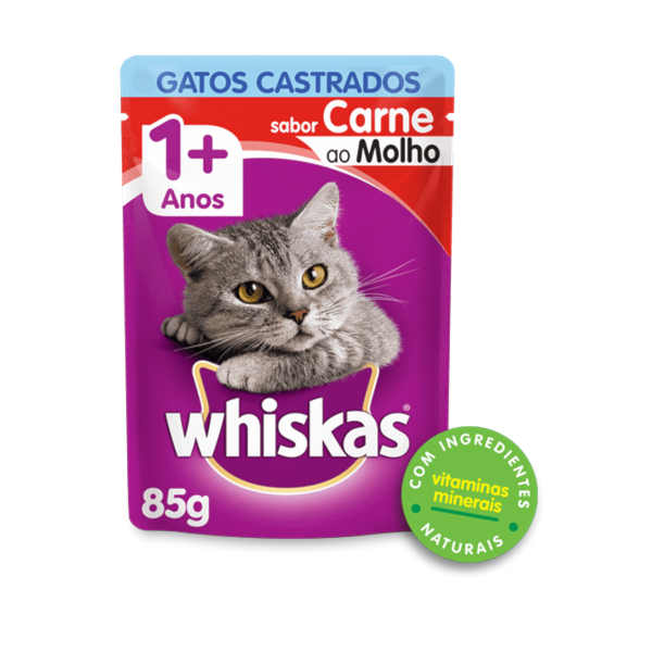 Ração Whiskas Sachê Carne ao Molho - Gatos Adultos Castrados Ração Whiskas Sachê Carne ao Molho - Gatos Adultos Castrados
