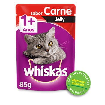 Ração Whiskas Sachê Carne Jelly - Gatos Adultos