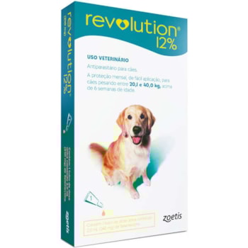 Revolution Cão 20,1 a 40kg Unidade - Zoetis Revolution Cão 20,1 a 40kg Unidade - Zoetis