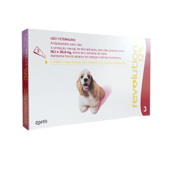 Revolution Combo C/3 Unidades P/ Cães 10,1-20kg 120mg - Zoetis Revolution Combo C/3 Unidades P/ Cães 10,1-20kg 120mg - Zoetis