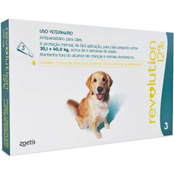 Revolution Combo C/3 Unidades P/Cães de 20,1-40kg 240mg - Zoetis