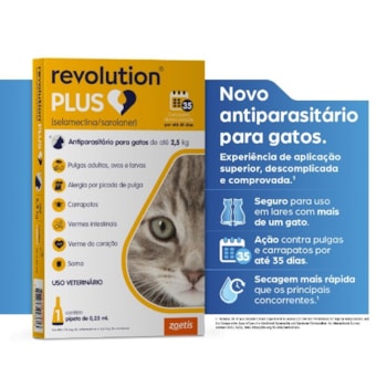 Revolution Plus gatos 1,25 a 2,5KG - 0,25ml - Zoetis Revolution Plus gatos 1,25 a 2,5KG - 0,25ml - Zoetis