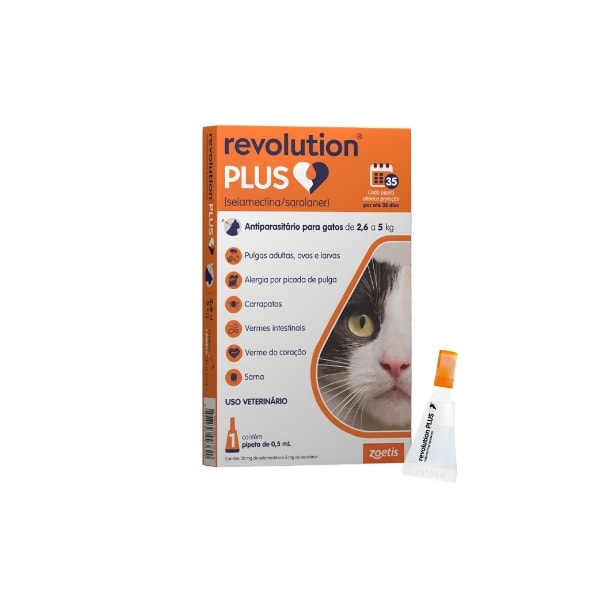 Revolution Plus gatos 2,6 a 5KG - 0,50ml - Zoetis Revolution Plus gatos 2,6 a 5KG - 0,50ml - Zoetis