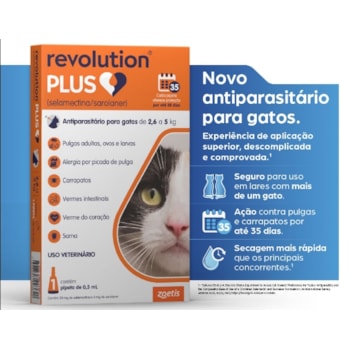 Revolution Plus gatos 2,6 a 5KG - 0,50ml - Zoetis Revolution Plus gatos 2,6 a 5KG - 0,50ml - Zoetis