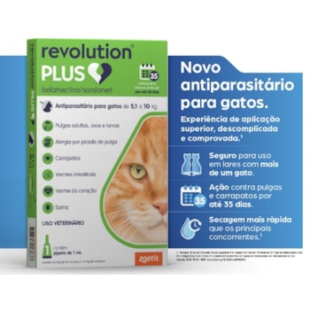Revolution Plus gatos 5,1 a 10 KG - 1ml - Zoetis Revolution Plus gatos 5,1 a 10 KG - 1ml - Zoetis