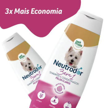 Shampoo e Condicionador 3 em 1 para Pelos Claros Neutrodor Petmais  - 700 ml