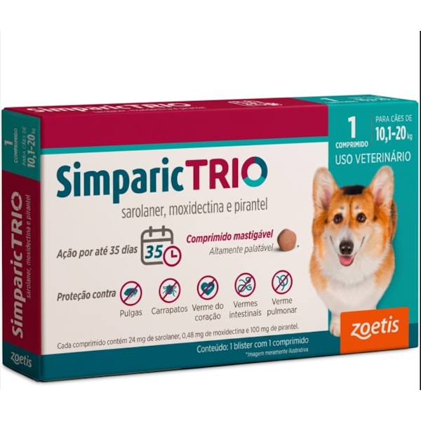 Simparic trio 10 a 20KG - 24mg - Zoetis Simparic trio 10 a 20KG - 24mg - Zoetis