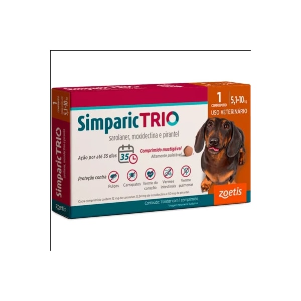Simparic Trio 5,1 a 10KG - 12mg - Zoetis
