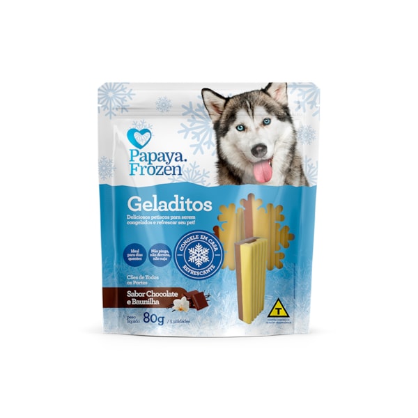 Snack Papaya Frozen Geladitos Sabor Chocolate e Baunilha para Cães 80 g Snack Papaya Frozen Geladitos Sabor Chocolate e Baunilha para Cães 80 g