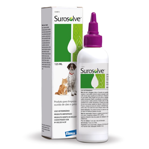Surosolve Limpeza dos Ouvidos 125ml - Elanco Surosolve Limpeza dos Ouvidos 125ml - Elanco