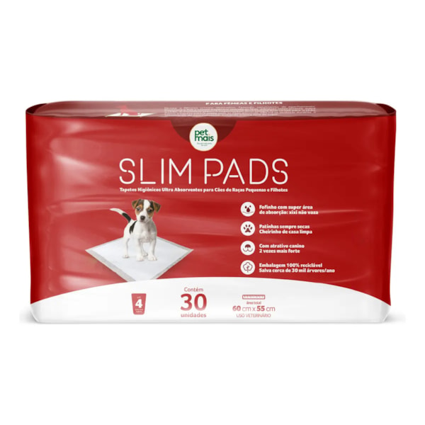 Tapete Higiênico Slim Pads Baby Petmais (60x55) C/30 Unidades.
