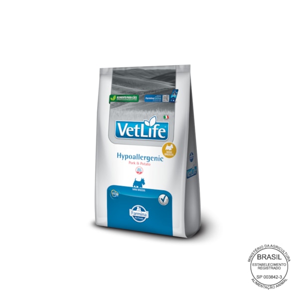 Vet Life Hypoallergenic Pork & Potato para Cães Adultos de Raças Mini e Pequenas 2Kg
