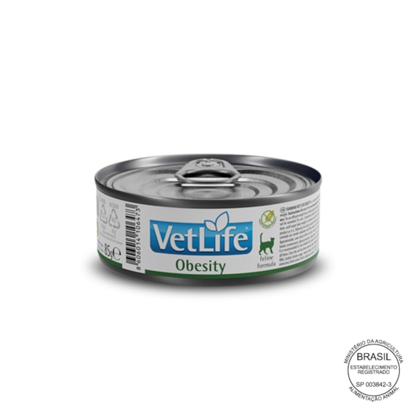 Vet Life Obesity para Gatos Adultos de Todas as Raças 85g Vet Life Obesity para Gatos Adultos de Todas as Raças 85g